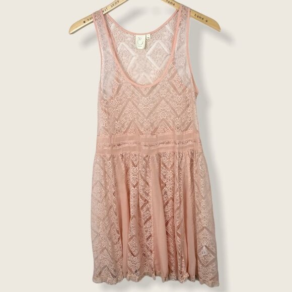 Anthropologie Eloise St. Regis Pink Slip Dress Size Small Lace Sheer Floral Boho - Picture 3 of 10